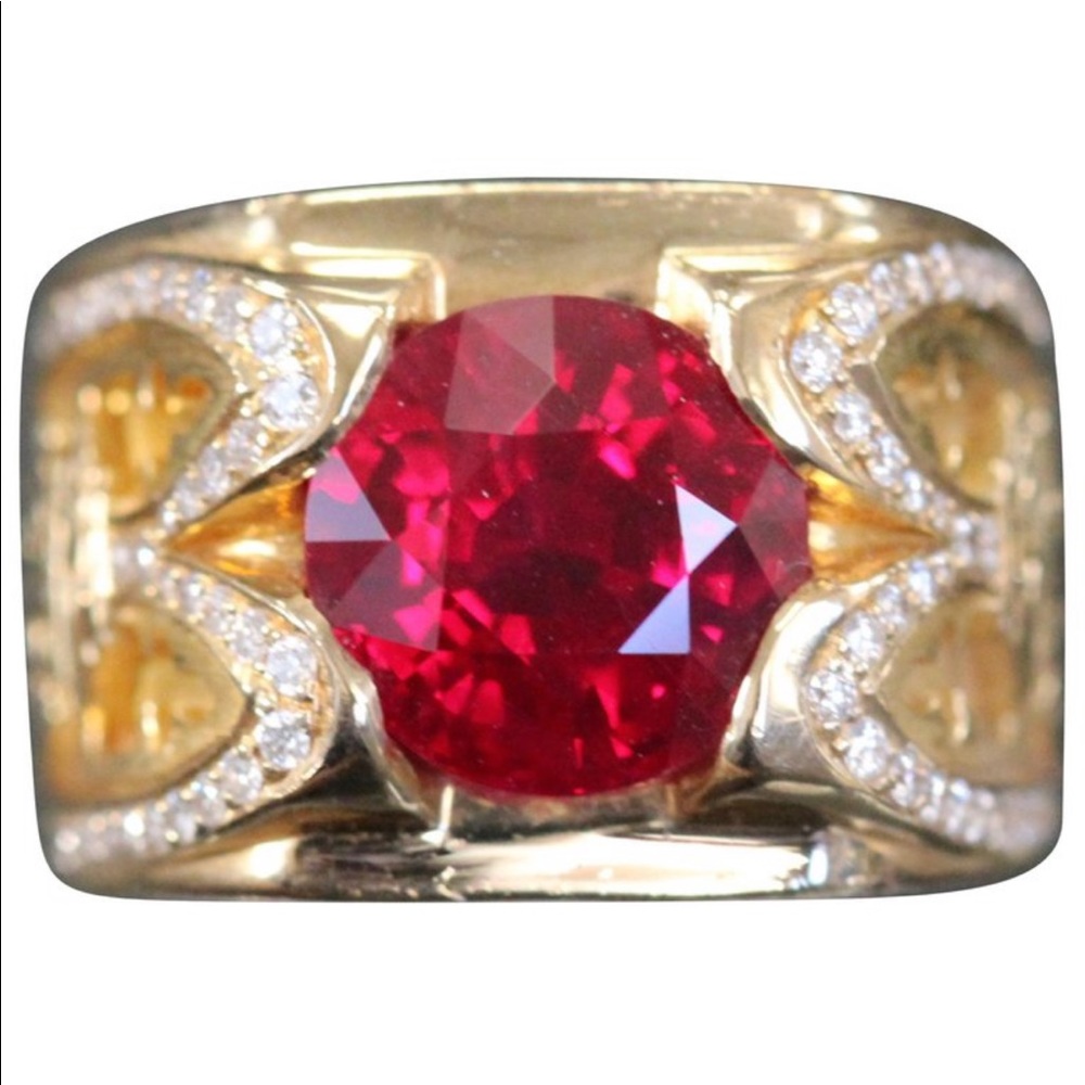 Burma Ruby 4.02 Carat Pigeon Blood Cert.Men's Ring